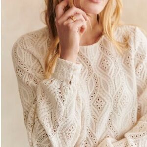 Sezane Jesse Cream Lace blouse
